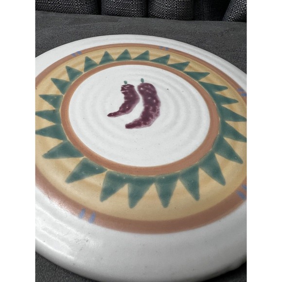 VTG Treasure Craft Taos Tile Trivet Hotplate Chile Peppers Retired - Picture 2 of 6
